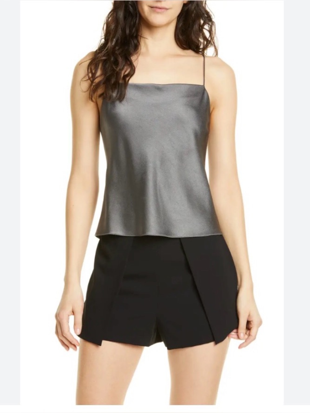 Alice + Olivia Harmon Drapey Camisole Metallic Grey Size Small